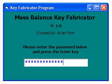 Key Fabricator password screen